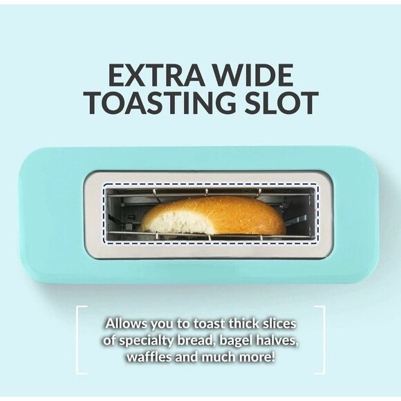 Nostalgia My Mini Wide Slot Single Slice Compact Toaster Dorm RV Hotel AQUA NIB - Picture 10 of 12